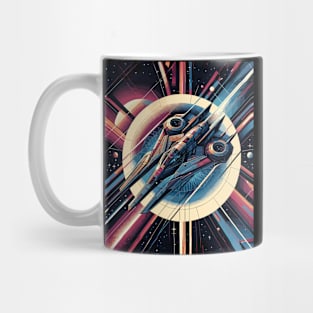 Galactic Voyager: Geometric Spaceship Mug